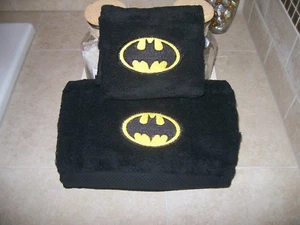Batman Logo Personalized -2 Piece Bath Towel Set Batman Logo - Picture 1 of 11