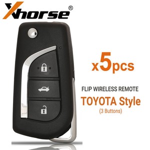 5x 5x Xhorse XNTO00EN Wireless Remote Key Fit For Toyota Flip 3 Buttons Enlgish