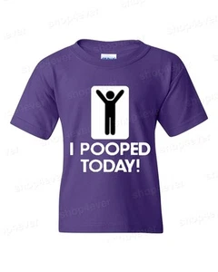 I Pooped Today Youth's T-Shirt Funny Novelty Gag Gift Stick Figure Tees - Picture 1 of 15