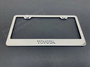 1xForToyota 3D Emblem STAINLESS STEEL License Plate Frame RUST FREE + Screw Cap - Picture 1 of 2