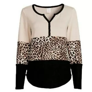 No Boundaries Top Damen Junior XS (1) Henley Mixed Print Langarm Scrunchie - Bild 1 von 12