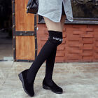Women Over Knee Thigh High Boots Block Heel Cable Knit Stretch Socks Knight Boot