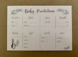 Peter Rabbit Baby shower prediction cards- Pack Of 10 - Picture 1 of 1