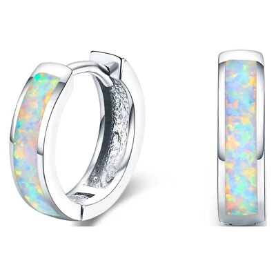 Cuoka Hoop Earrings Girls Opal Jewelry Earrings White Gold Plated - Image 1 of 4