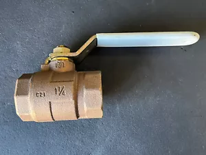 1-1/4" FNPT Lead-Free Bronze Std. Port Ball Valve, 150 WSP 600 WOG, MADE IN USA - Picture 1 of 11
