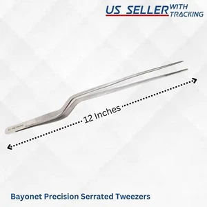 12" Long Tweezers Serrated Jaws Tips Multi Purpose Surgical Medical Brand New - Picture 1 of 4