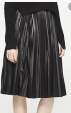 Rag & Bone Maxine Black Lamb Leather Pleated Midi Skirt  Size 2