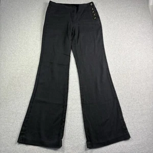 Elevenses Anthropologies Linen Blend Pants Women’s 4 Flat Wide Leg Black - Picture 1 of 10