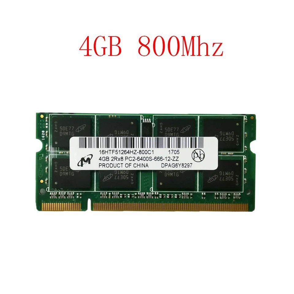 For Micron 4GB 2G DDR2 800MHz PC2-6400S 200PIN Notebook Laptop RAM SODIMM Lot UK - Image 1 of 4
