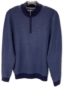 Jos A. Bank 1905 collection 1/4 zip blue stripe cotton sweater men's sz XL - Picture 1 of 7