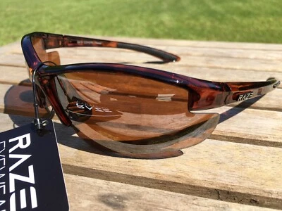 RAZE Eyewear Sunglasses Coyote HD Tortoise black golf driving lens brown amber - Image 1 of 4