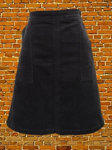 WHITE STUFF GREY SKIRT SIZE UK 12 COTTON WOMENS POCKETS CORDUROY ZIP UP SMART  - Picture 1 of 5