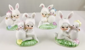 Relpo Easter Pixie Elf Babies Bunny Rabbit Chicks Eggs Vintage Figurines - Picture 1 of 12