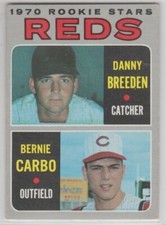 1970 Topps #36 Bernie Carbo RC Danny Breeden Cincinnati Reds writing on back