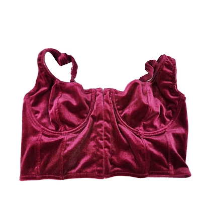 Urban Outfitters Rosa Sexy Terciopelo Ojales Corsé Deshuesado Sujetador Top Grande Foto 1 de 4