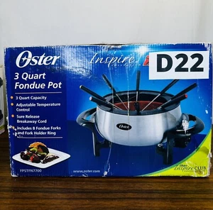 Oster 3-Quart Electric Fondue Pot Non-stick Stainless Steel 8 fondue Forks NEW - Picture 1 of 7