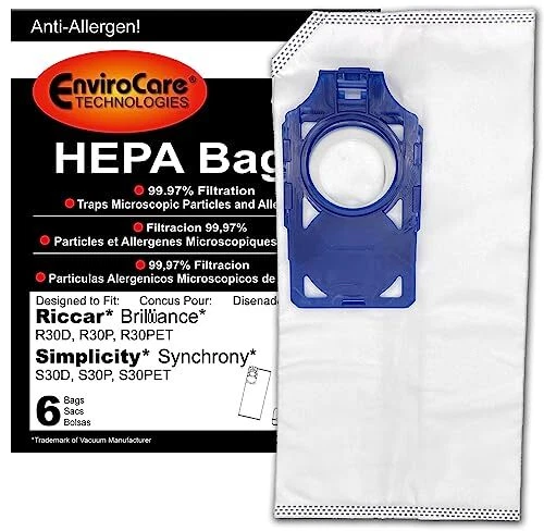 EnviroCare Replacement HEPA Vacuum Cleaner Bags Designed to Fit Riccar Brillianc - Image 1 of 1