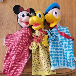 Konvolut Disney Handpuppen 50er/60er Jahre Donald Duck Pluto Minnie Mickey Mouse GUND - Bild 1 von 21