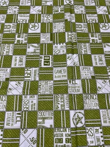 Green White Game Day Cotton Fabric 2/3 Yard 42" Moda Varsity 5590 Squares - Picture 1 of 7