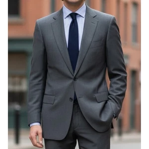 Giorgio Armani Black Label Men's Charcoal Gray Wool Suit Jacket Italy Made 44L - Picture 1 of 12