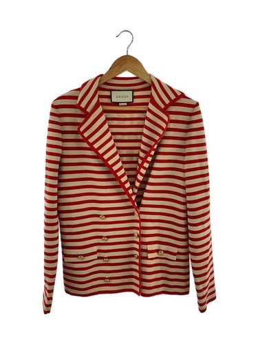 Gucci giacca donna lana bordo rosso a righe taglia M 572593 Xkalw #EF AAA