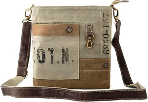 3B-Upcycling Canvas Leder Schultertasche für Damen-Umhängetasche, Messenger...  - Bild 1 von 5