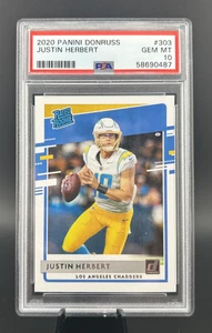2020 Panini Donruss #303 JUSTIN HERBERT Rated Rookie RC PSA 10 GEM MINT - Picture 1 of 2