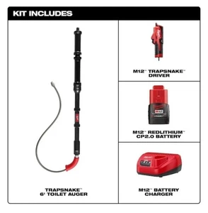 Milwaukee 2576-21YM12 Trap Snake 12 voltios litio inalámbrico 6 pies kit de barrena de inodoro - Imagen 1 de 6