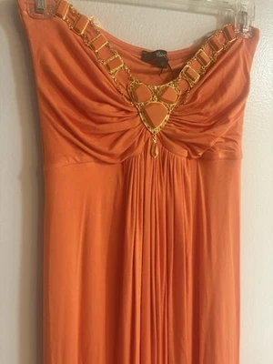SKY Brand Women’s Small Dress Orange Sexy Jeweled Summer Maxi Dress - Image 1 of 4