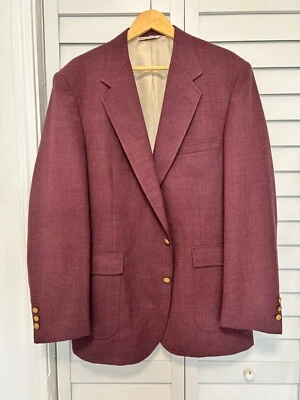 Stafford raspberry pink worsted wool polyester blazer sport coat jacket 46L - Image 1 of 4