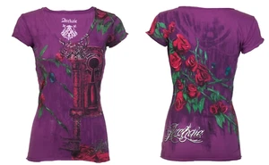 Archaic Affliction Women's T-Shirt Short Sleeve MY GIRL Tattoo Heart Biker - Picture 1 of 9