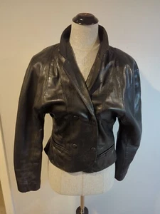 Mission Impossible, Paris, Black Leather Jacket, Women Sz Small, Vintage - Picture 1 of 9