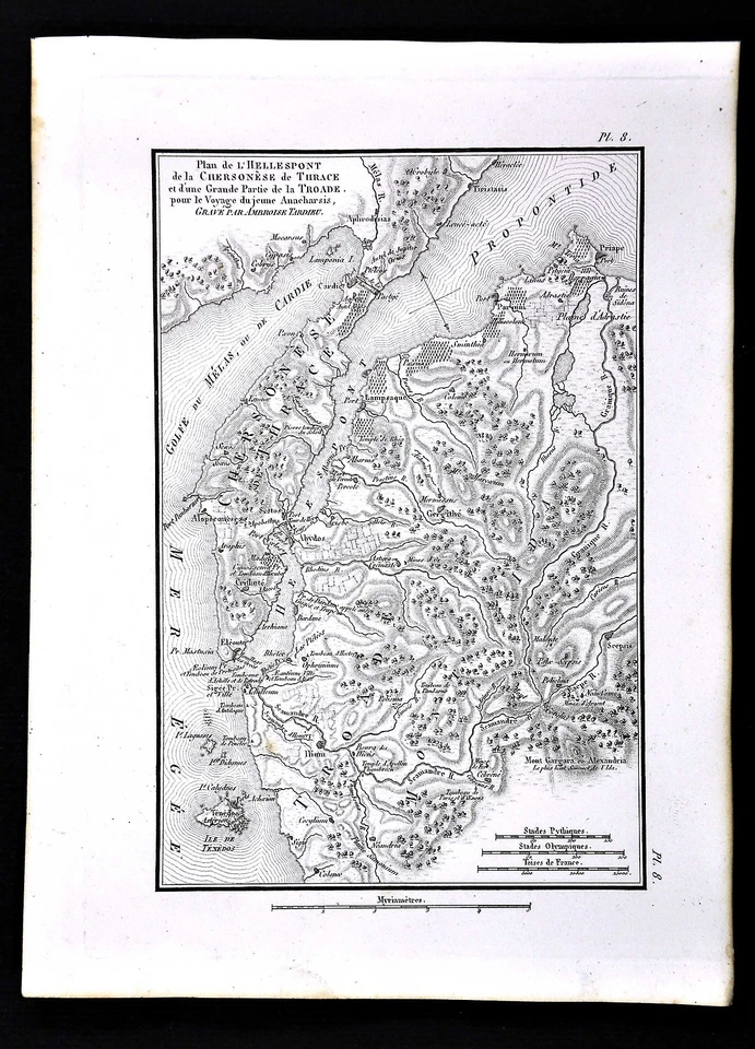 1822 年 Tardieu 古董地图 Hellespont Dardanelles 色雷斯黑海部队土耳其 — 第 1/1 张图片