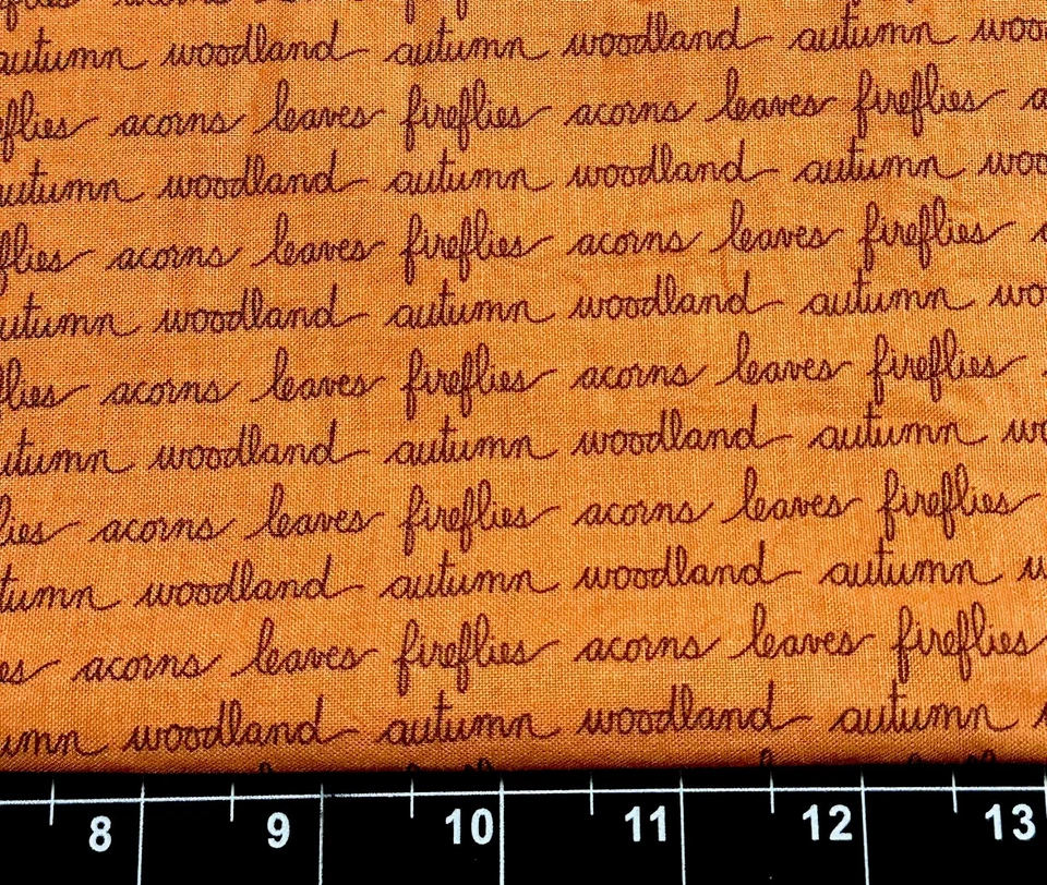 Tina SCRAP 9"x21" Moda Fall Autumn Woods Words Fireflies Acorn Cotton Fabric - Image 1 of 1
