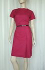 Vintage 50s 60s homemade faux linen dark pink secretary wiggle pencil dress M