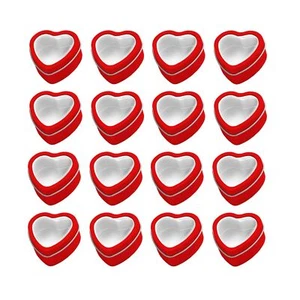 16 Pcs Metal Tins Jar 2 OZ Empty Heart Shaped Tins with Clear Window Lid for ... - Picture 1 of 8