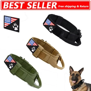 Leine + Halsband strapazierfähig K9 taktisches Training Haustier Hund Metallschnalle M, L, XL Neu - Bild 1 von 17