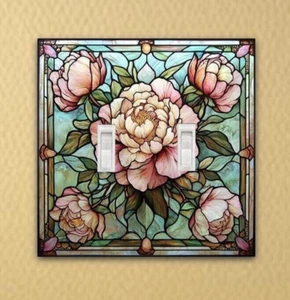 Stained Glass Peony Light Switch Plates Outlet cover rocker plate home decor - Picture 1 of 40