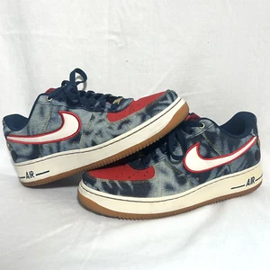 Nike Air Force 1 Sneakers USA Low Size 9 Acid Washed Denim 630930-400 Olympics - Picture 1 of 7