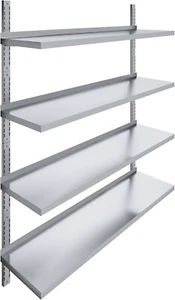 16" x 60" Two-Tier Metal Wall Mount Shelf | Stainless Steel Commercial Shelving - Picture 1 of 4