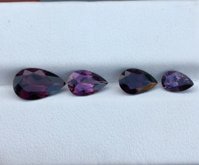 Brilliance spinel pear cut gemstone 4 pieces purple pinkish color 3.75 carat - Image 1 of 4