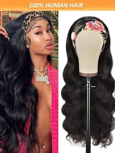 250% Density Glueless Headband Wig Body Wave Brazilian Remy Human Hair - Picture 1 of 44