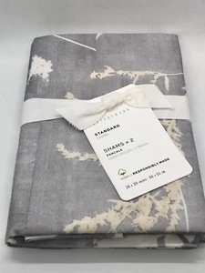 (2) Fundas grises ESTÁNDAR ESTÁNDAR de percal botánica floral sombra granero cerámica nueva con etiquetas - Imagen 1 de 10
