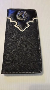 Cartera Western Hombre Long Roper (NEGRO) / HERRADURA / CABEZA DE CABALLO CONCHO - Imagen 1 de 9