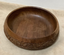 Vintage Hand-Carved Wooden Bowl Rustic Unmarked