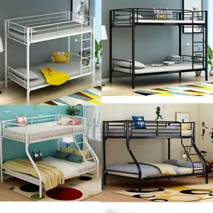 Panana Single Triple Bunk Beds Metal Frame 2/3 Sleeper Children Kids Beds - Picture 1 of 72