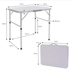 Klapptisch Campingtisch Gartentisch mit Tragegriff Aluminium 75x55x68cm - Bild 1 von 2