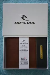 RIP CURL SLIM Brown/Black LEATHER Wallet. Multi-Card. Note Sleeve. New rrp$49.99 - Bild 1 von 1