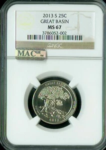 2013 S GREAT BASIN PARKS QUARTER NGC MS67 PQ 2ND FINEST REGISTRY MAC SPOTLESS * - Picture 1 of 2