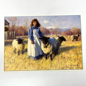 Robert Duncan "My Friends in the Field" 1987 Small Print Unframed Girl w/ Sheep - Picture 1 of 4